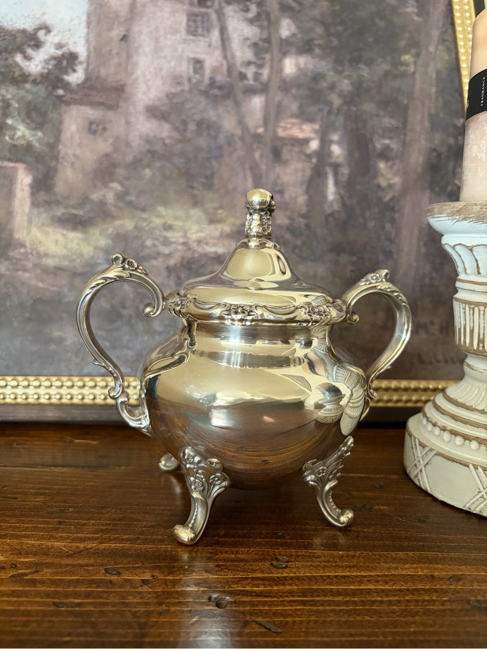 Reed & Barton Silver-Tone Engraved Covered Dish